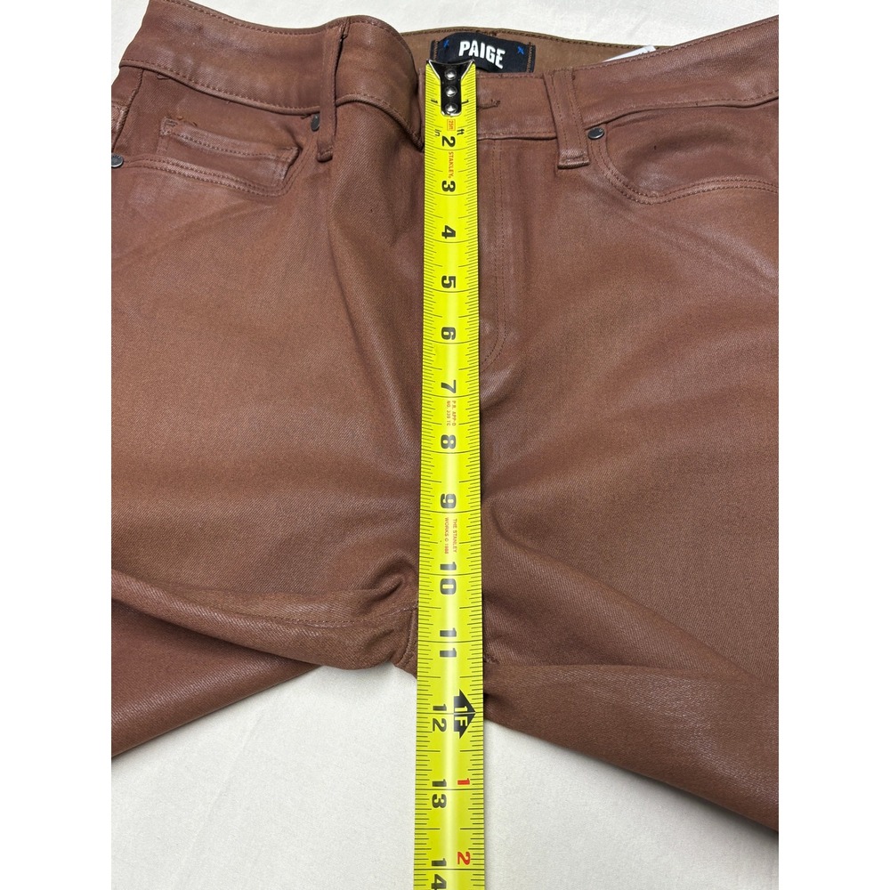 Paige Cindy Brown Coated High Rise Straight Leg‎ Jeans Womens 28X27 5547799-1917 - Picture 9 of 12